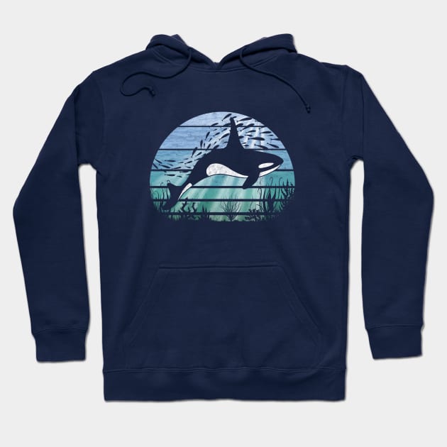 Retro Underwater World Orca Killer-Whale, Fishes & Corals Hoodie by SkizzenMonster